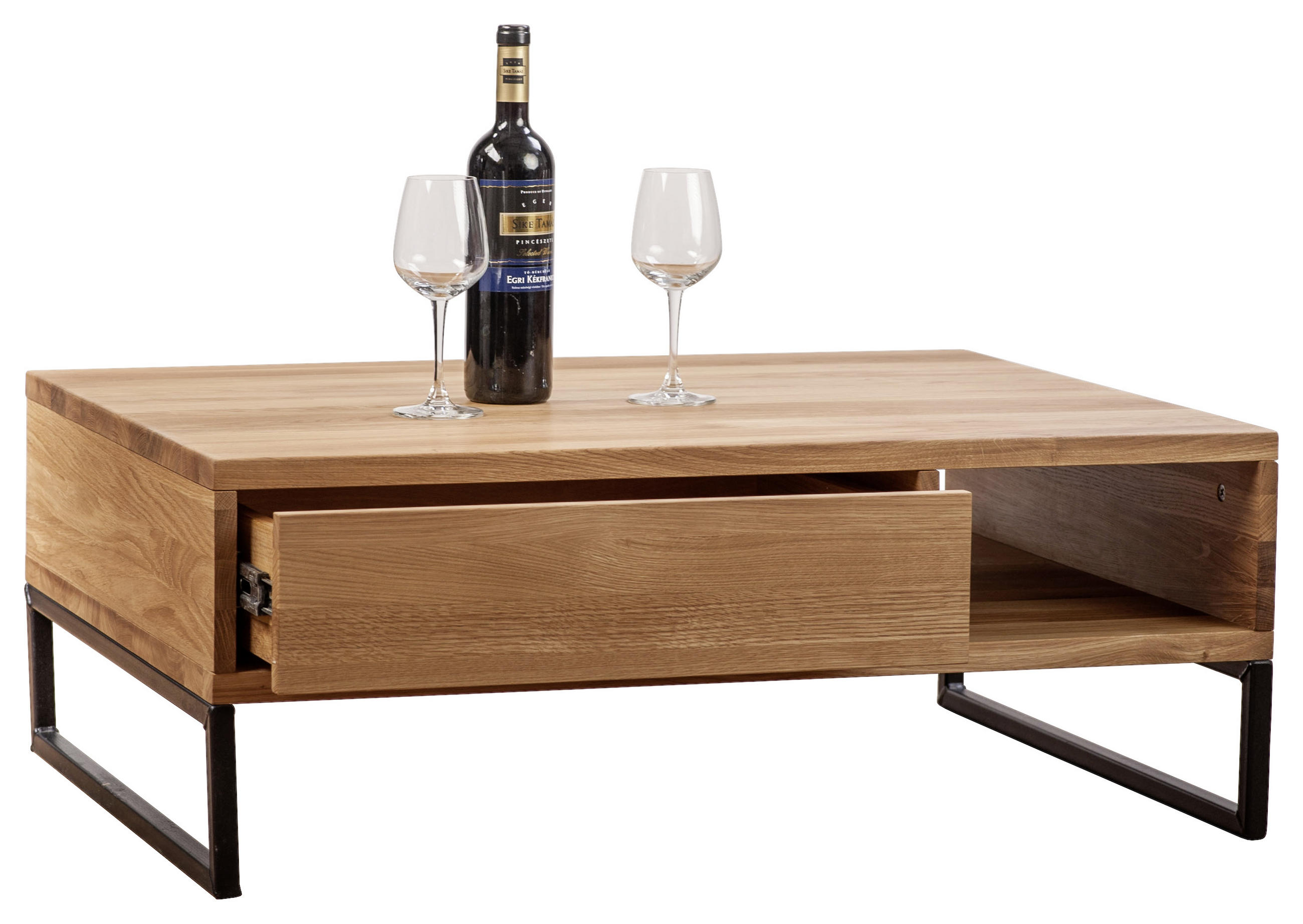 SOFFBORD i trä 90/65/34 cm - svart/ekfärgad, Natur, metall/trä (90/65/34cm) - Linea Natura