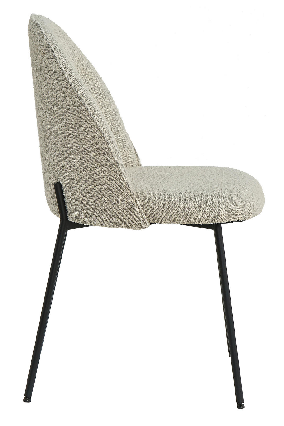STUHL-SET 2 Stück  in Stahl Bouclé  - Beige/Schwarz, Design, Textil/Metall (49,5/84/47,5cm) - MID.YOU