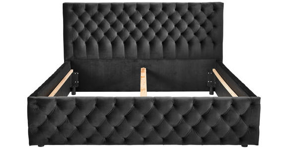 POLSTERBETT gepolstertes Kopfteil Schwarz 180/200 cm  - Schwarz, KONVENTIONELL, Kunststoff/Textil (180/200cm) - Carryhome