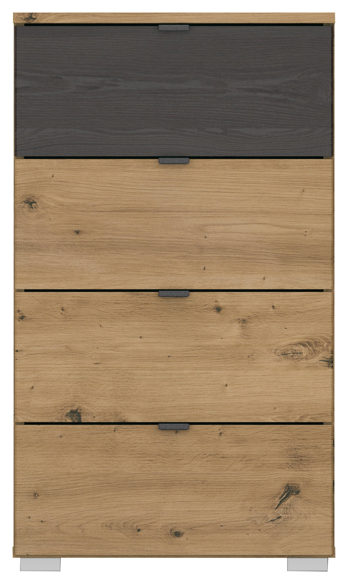 Thumbnail - Rauch Möbel Kommode, Schwarz, Eiche Artisan, Metall, 4 Schubladen, 40x81x42 cm, Blauer Engel, BQ - Bündnis für Qualität,...