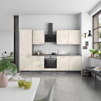 KÜCHENBLOCK Riva 300 cm  in Weiß, Schieferfarben  - Schieferfarben/Edelstahlfarben, MODERN, Holzwerkstoff/Metall (300cm) - Nobilia