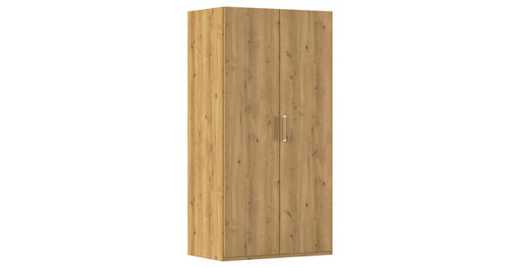 DREHTÜRENSCHRANK in Eichefarben - Eichefarben/Silberfarben, Design, Holzwerkstoff/Kunststoff (101/197/60cm) - Novel