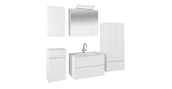 Waschbecken mit Unterschrank + Soft-Close Tress II ,b: 80cm - Weiß, KONVENTIONELL, Keramik/Holzwerkstoff (80/51,5/45cm) - Luca Bessoni