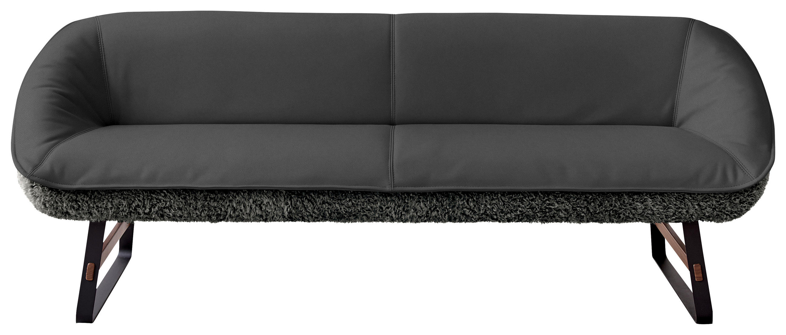 SITZBANK 229/88/80 cm  in Graublau  - Graublau/Schwarz, Design, Leder/Holz (229/88/80cm) - Koinor