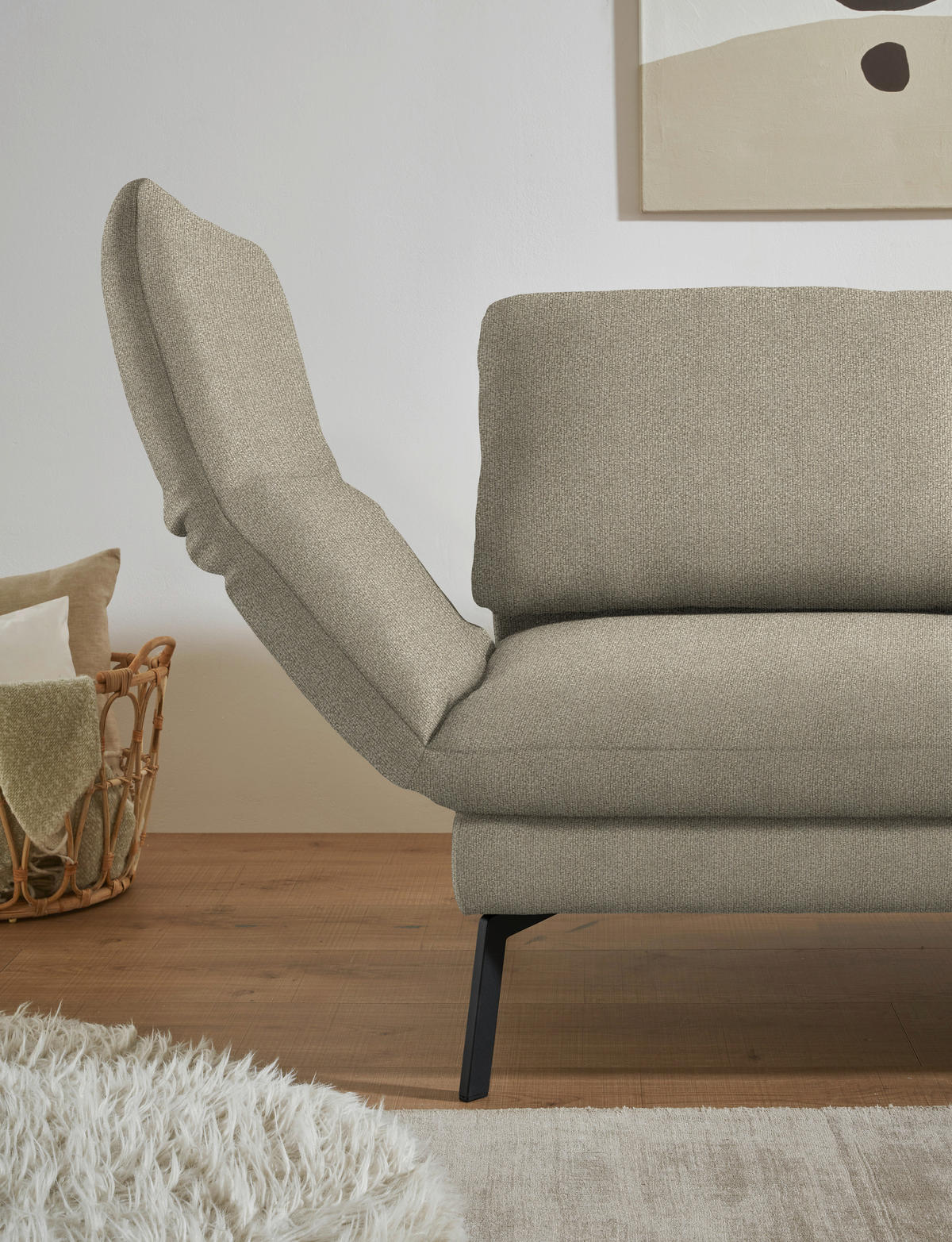 ECKSOFA  in Flachgewebe Sandfarben  255-365/175-224 cm  - Sandfarben/Schwarz, Design, Textil/Metall (255-365/175-224cm) - Dieter Knoll