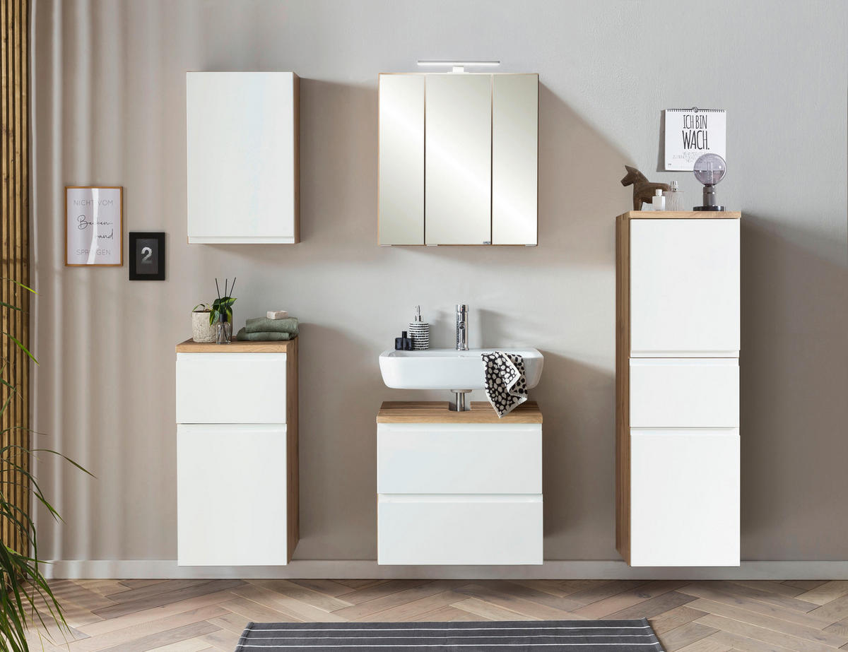 SPIEGELSCHRANK 60/64/20 cm  - Edelstahlfarben/Eiche Wotan, MODERN, Glas/Holzwerkstoff (60/64/20cm) - Held