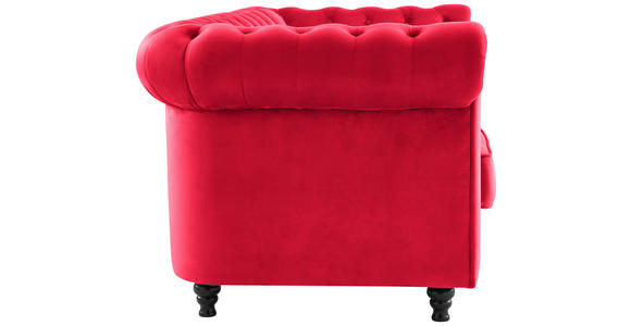 CHESTERFIELD-SOFA Samt Rot, Schwarz - Rot/Schwarz, Trend, Holz/Textil (165/75/87cm) - Xora