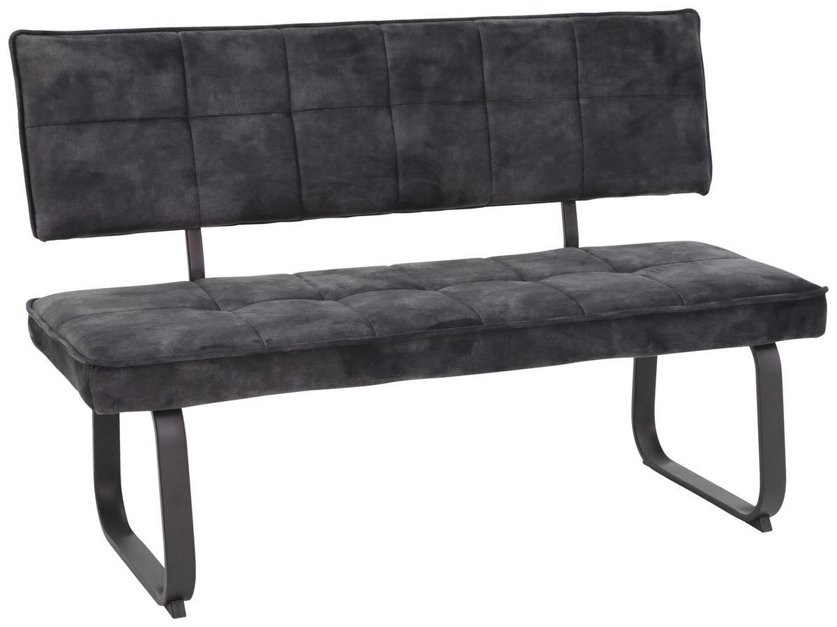 SITZBANK 140/93/62 cm Samt, Velours Anthrazit Metall  - Anthrazit, Design, Textil/Metall (140/93/62cm) - Carryhome