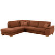 ECKSOFA in Mikrofaser Cognac  - Wildeiche/Cognac, KONVENTIONELL, Holz/Textil (236/286cm) - Voleo