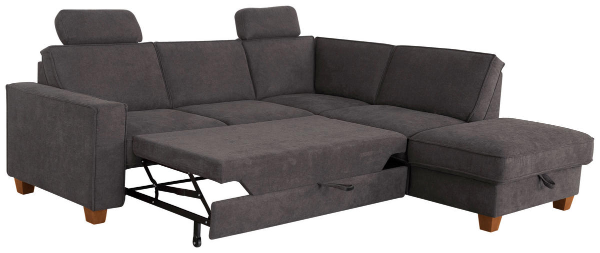 ECKSOFA Dunkelgrau Flachgewebe  - Eichefarben/Dunkelgrau, KONVENTIONELL, Holz/Textil (236/213cm) - Sit & More