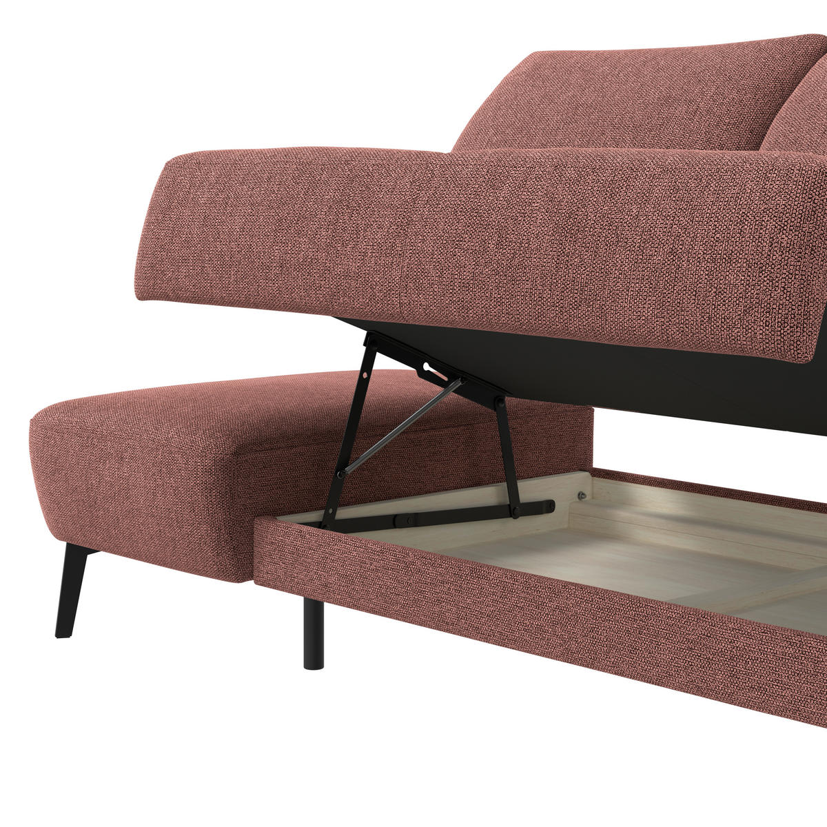 RÉCAMIERE Chenille Bordeaux  - Bordeaux/Schwarz, Konventionell, Textil/Metall (206/90/92cm) - Elegando
