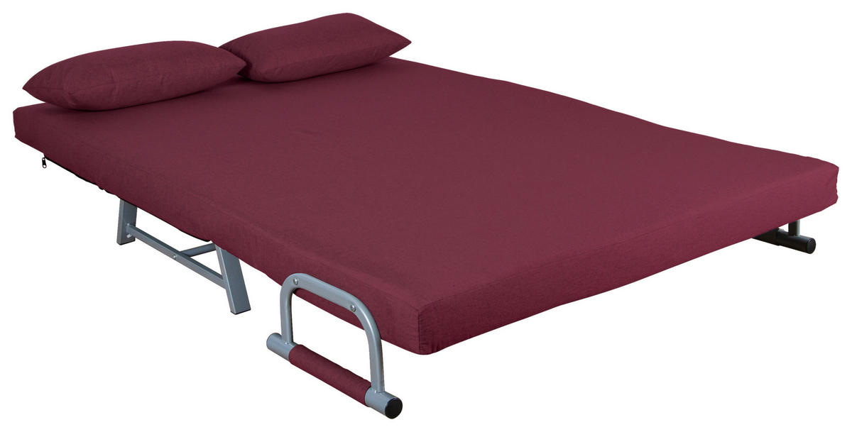 SCHLAFSOFA in Metall, Textil Rot  - Rot/Grau, Modern, Textil/Metall (127/95/78cm) - MID.YOU