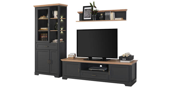 TV-ELEMENT 193/54/51 cm - Eichefarben/Graphitfarben, ROMANTIK / LANDHAUS, Holzwerkstoff/Metall (193/54/51cm) - Hom`in