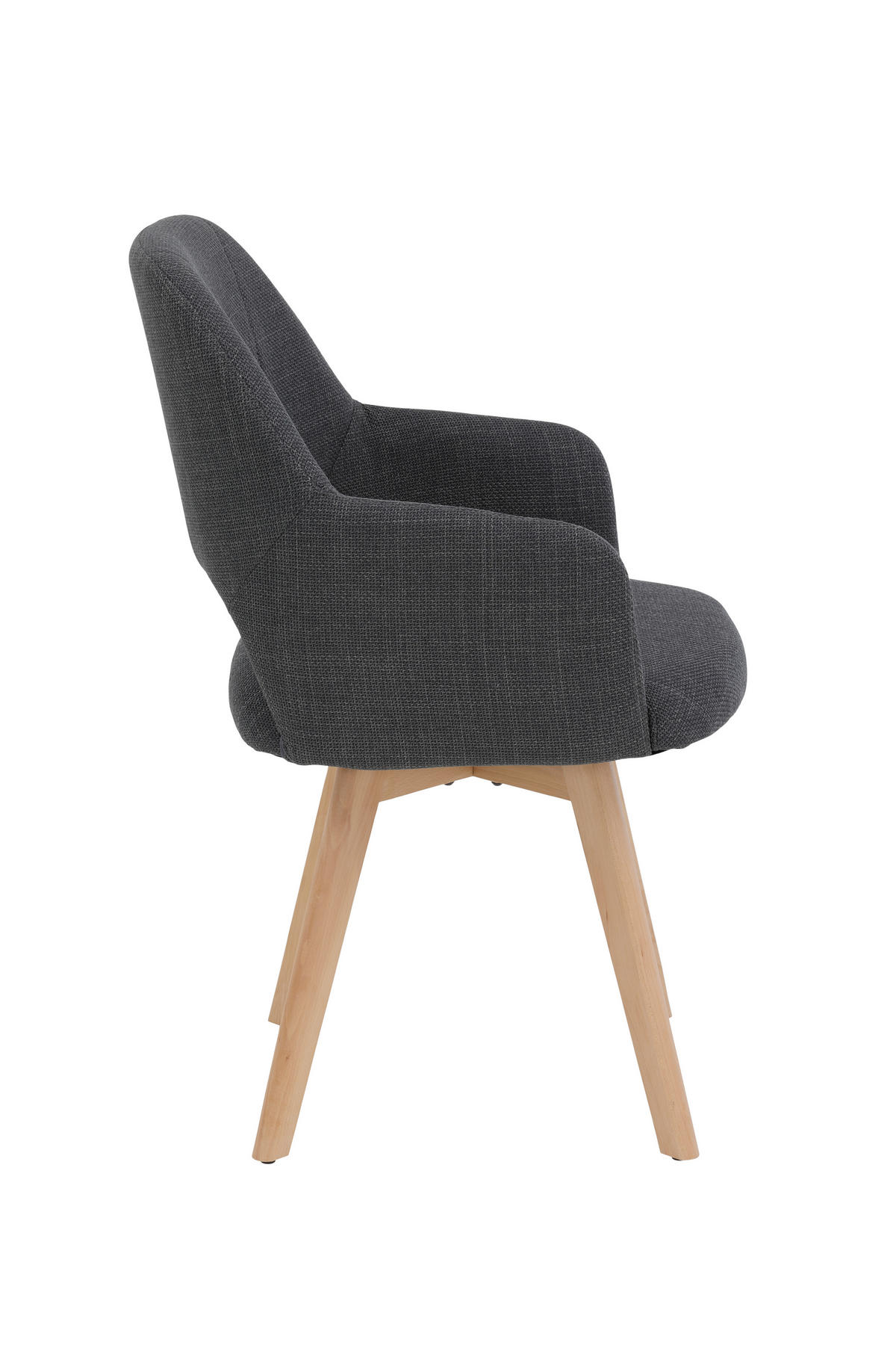 SESSELSET in Webstoff, Mikrofaser Anthrazit  - Anthrazit/Buchefarben, MODERN, Holz/Textil (57/88/61cm) - P & B