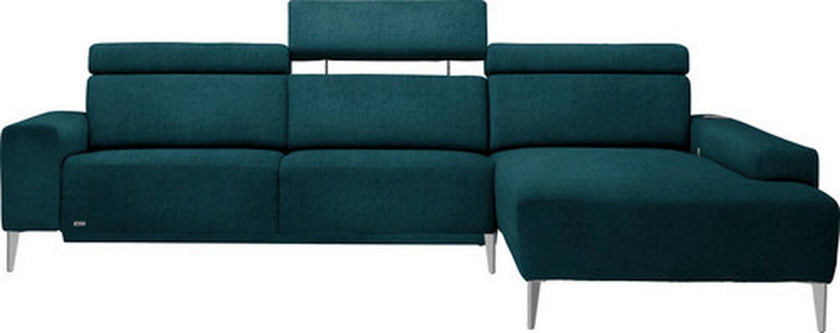 ECKSOFA Petrol Chenille  - Petrol/Alufarben, Design, Textil (288/205cm) - Sedda