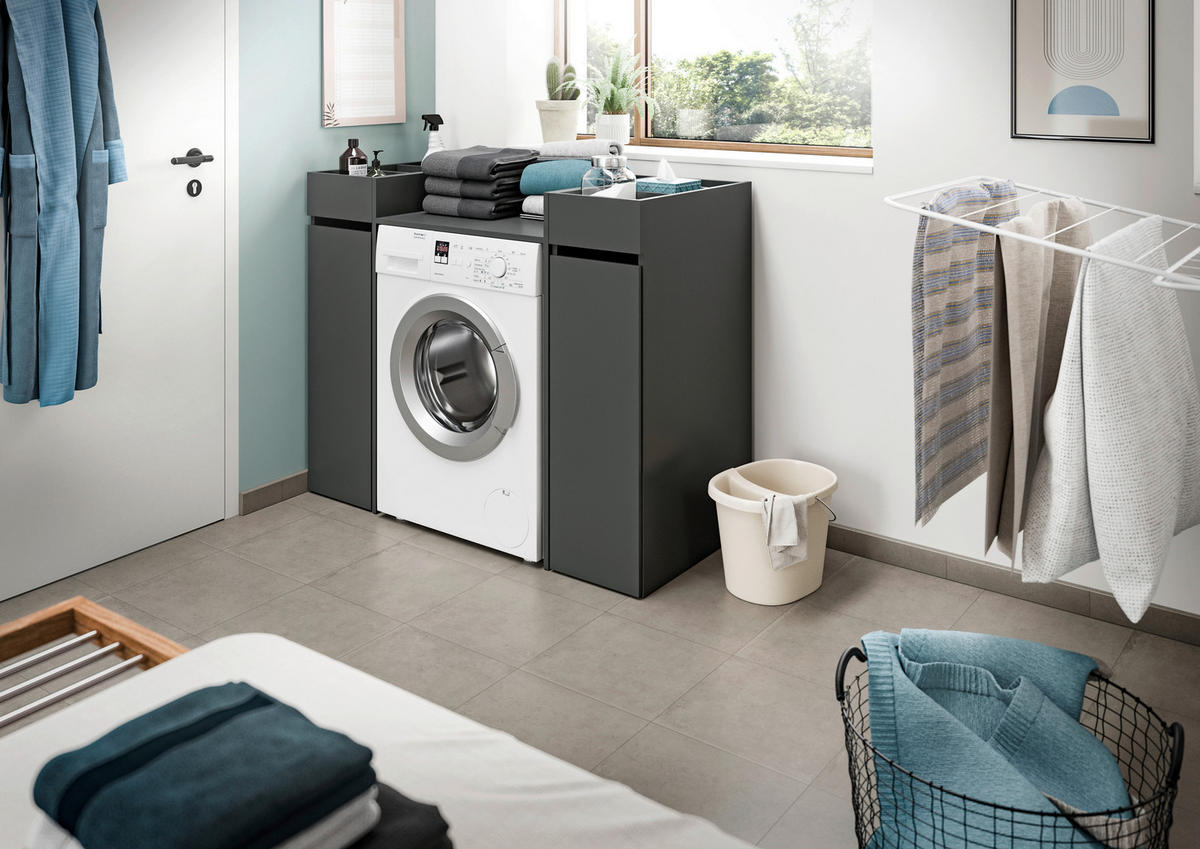 WASCHMASCHINENSCHRANK 124/101/60 cm Anthrazit  - Anthrazit/Schwarz, Basics, Holzwerkstoff/Kunststoff (124/101/60cm) - MID.YOU