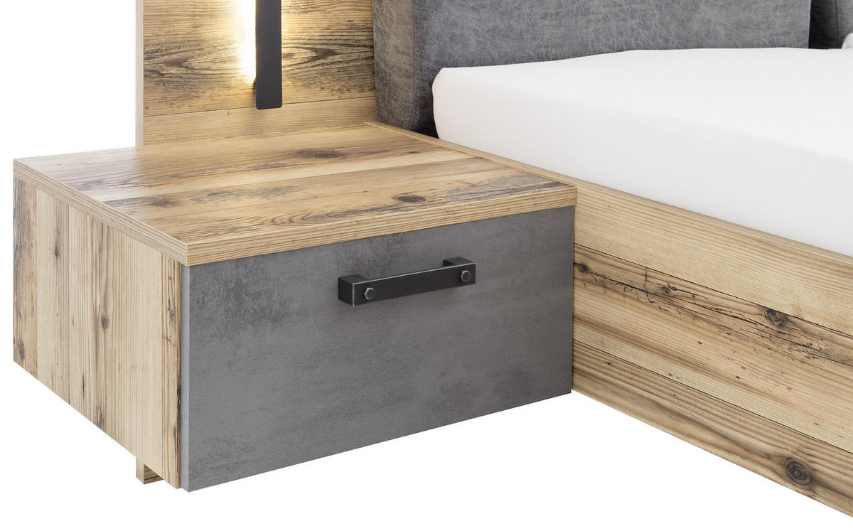 BETTANLAGE - Fichtefarben/Anthrazit, Design, Textil (180/200cm) - Livetastic