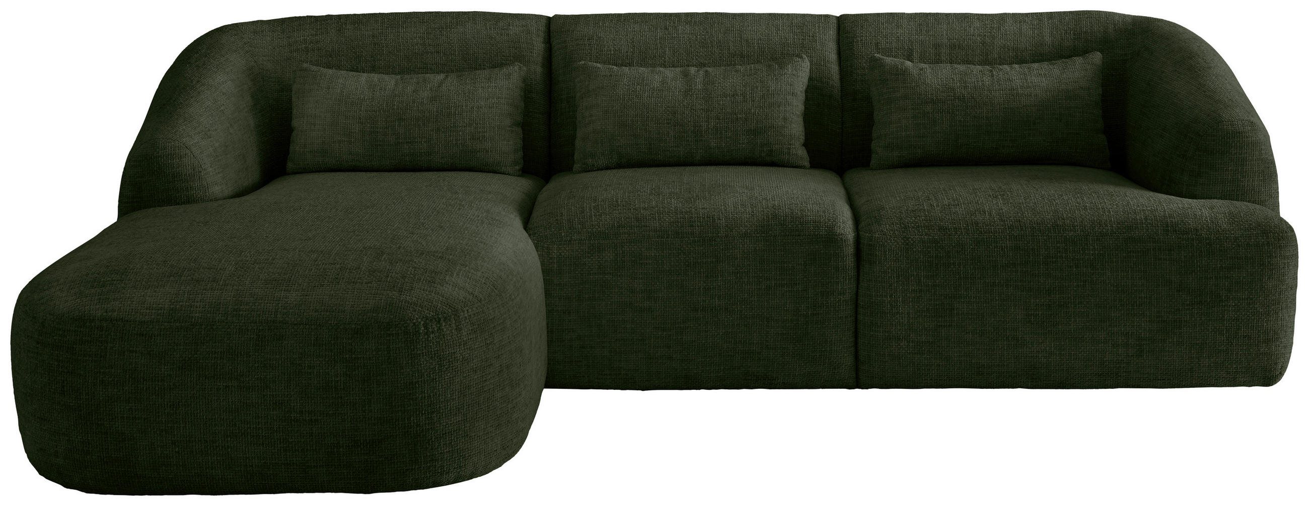 ECKSOFA Dunkelgrün Struktur  - Dunkelgrün/Schwarz, MODERN, Kunststoff/Textil (160/256cm) - Livetastic