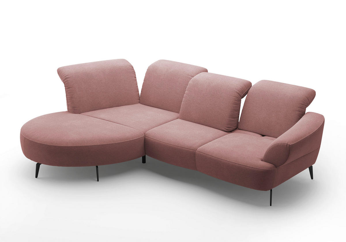 ECKSOFA DANCE E Altrosa Mikrofaser  - Schwarz/Altrosa, MODERN, Textil/Metall (208/313cm) - Sit & More
