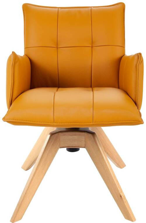 ARMLEHNSTUHL  in Echtleder pigmentiert  - Eichefarben/Dunkelgelb, Design, Leder/Holz (86/57/65cm) - Valnatura