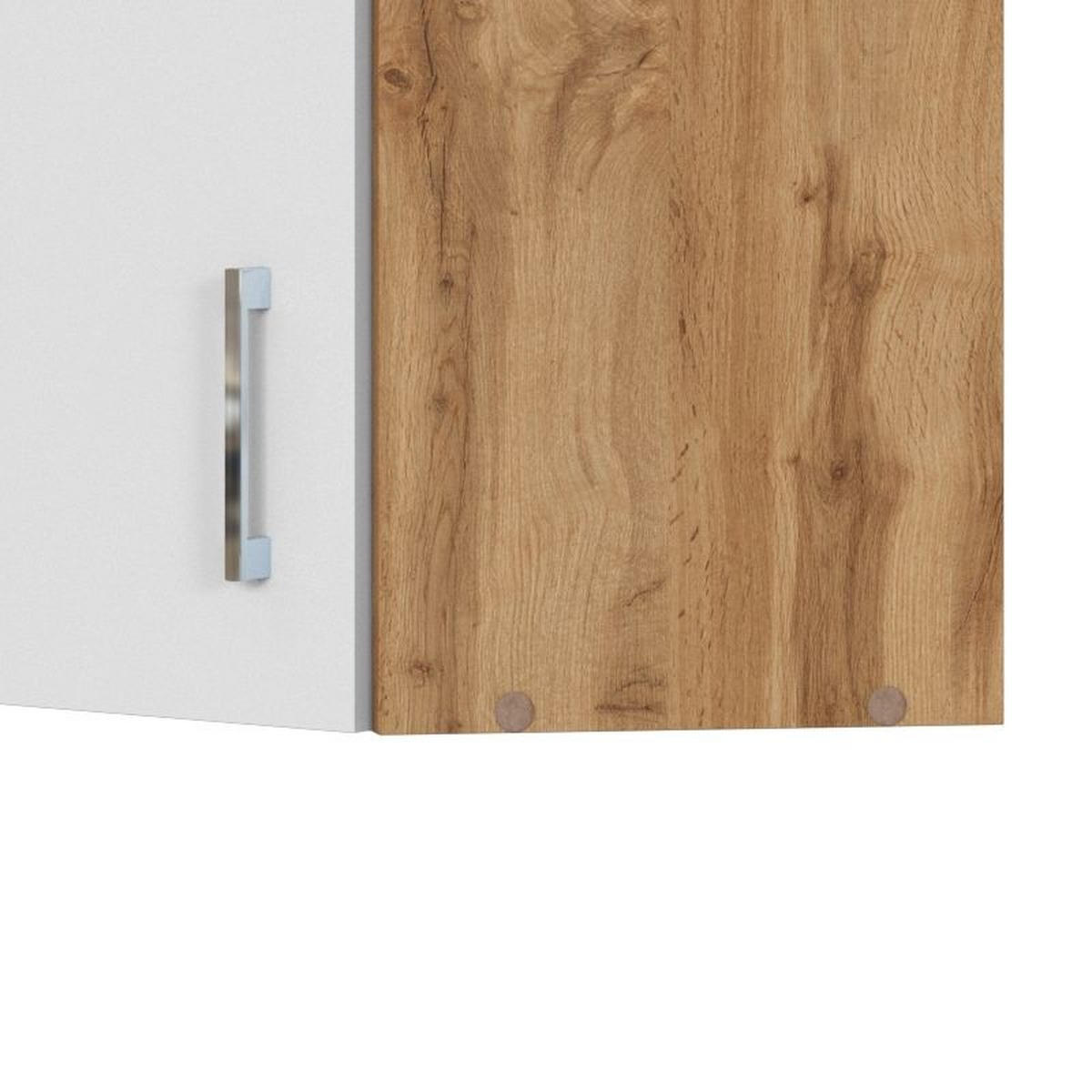 KÜCHENOBERSCHRANK 60/57/60 cm  in Weiß, Eiche Wotan  - Chromfarben/Eiche Wotan, MODERN, Holzwerkstoff/Metall (60/57/60cm) - Held
