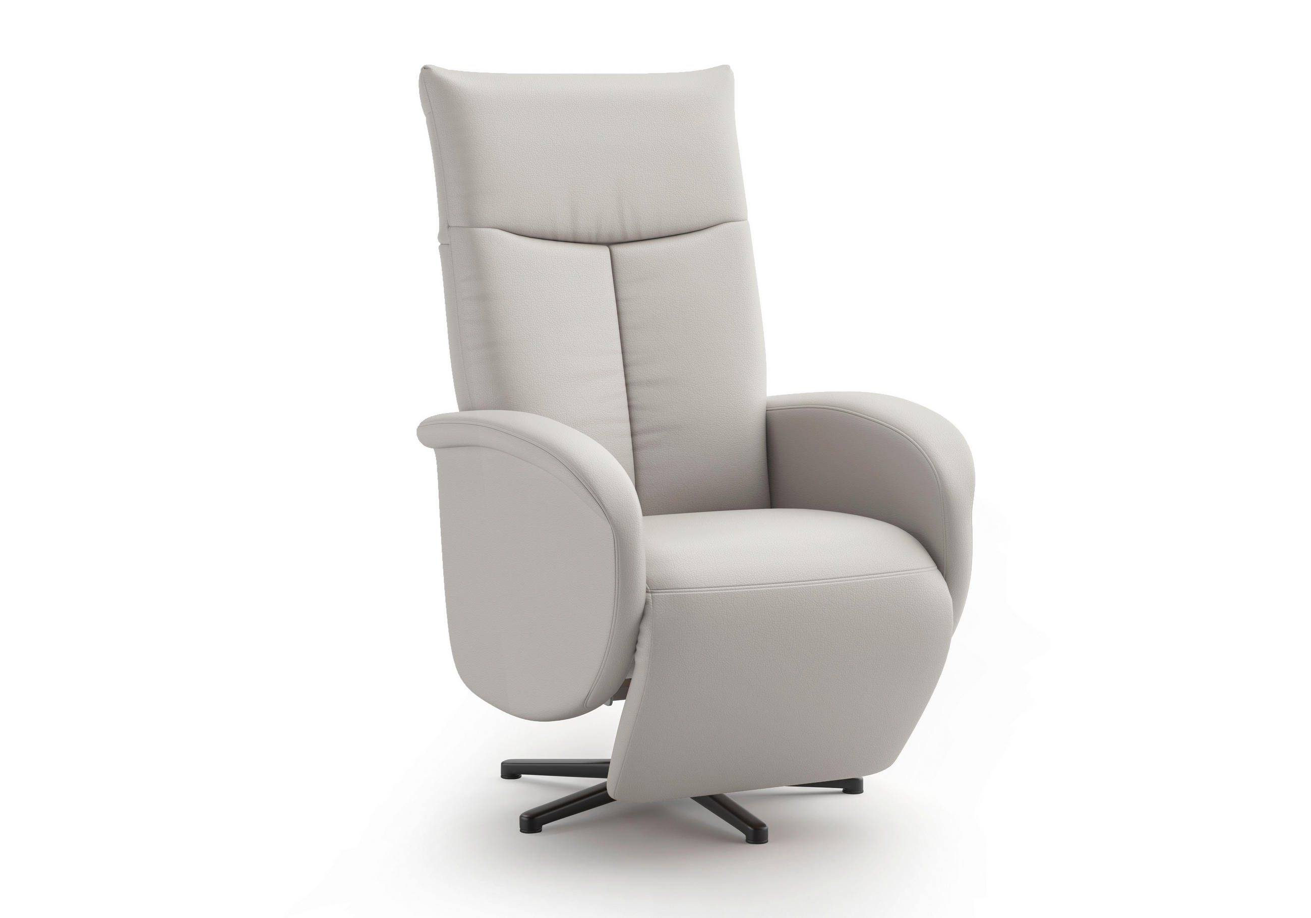 DREHSTUHL Hellgrau  - Hellgrau/Schwarz, MODERN, Leder/Metall (75/112/82cm) - Sit & More