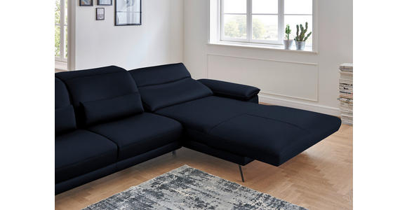 ECKSOFA in Echtleder Dunkelblau  - Schwarz/Dunkelblau, Design, Leder/Metall (328/193cm) - Dieter Knoll