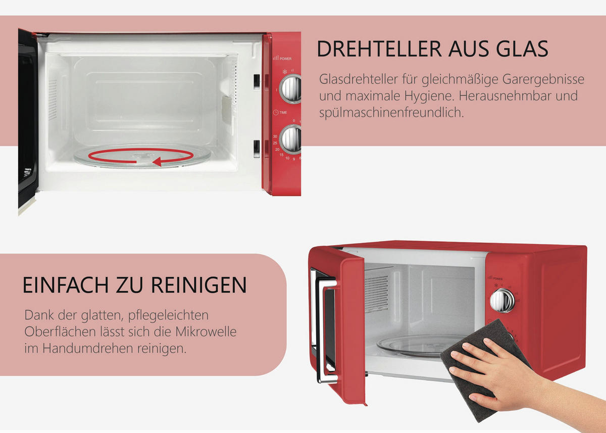 MIKROWELLE MW-R 25.3 ROT  - Rot, Trend, Metall (45,2/26,2/36cm)