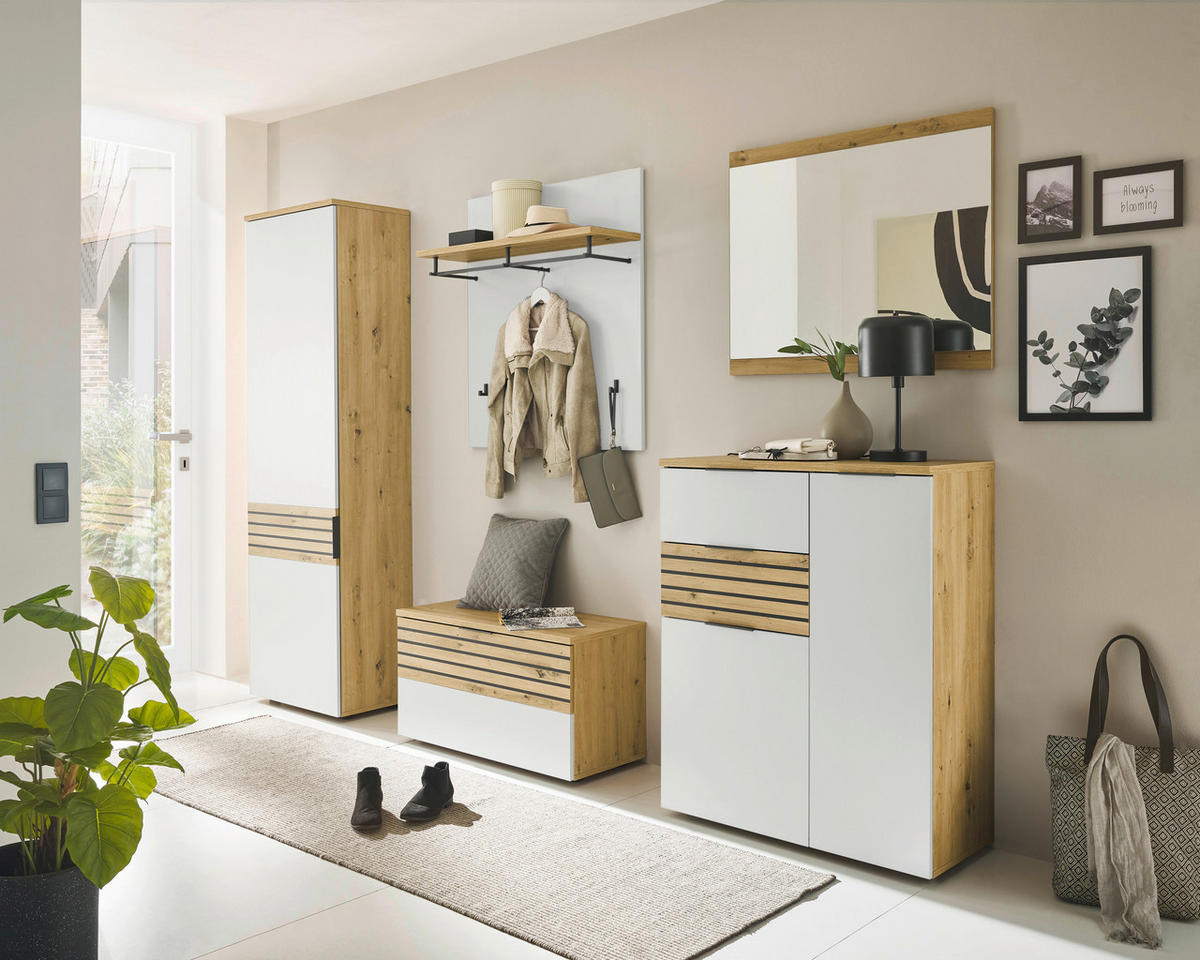 GARDEROBNI PANEL - temno siva/bela, Design, leseni material (85/95/27cm) - MID.YOU