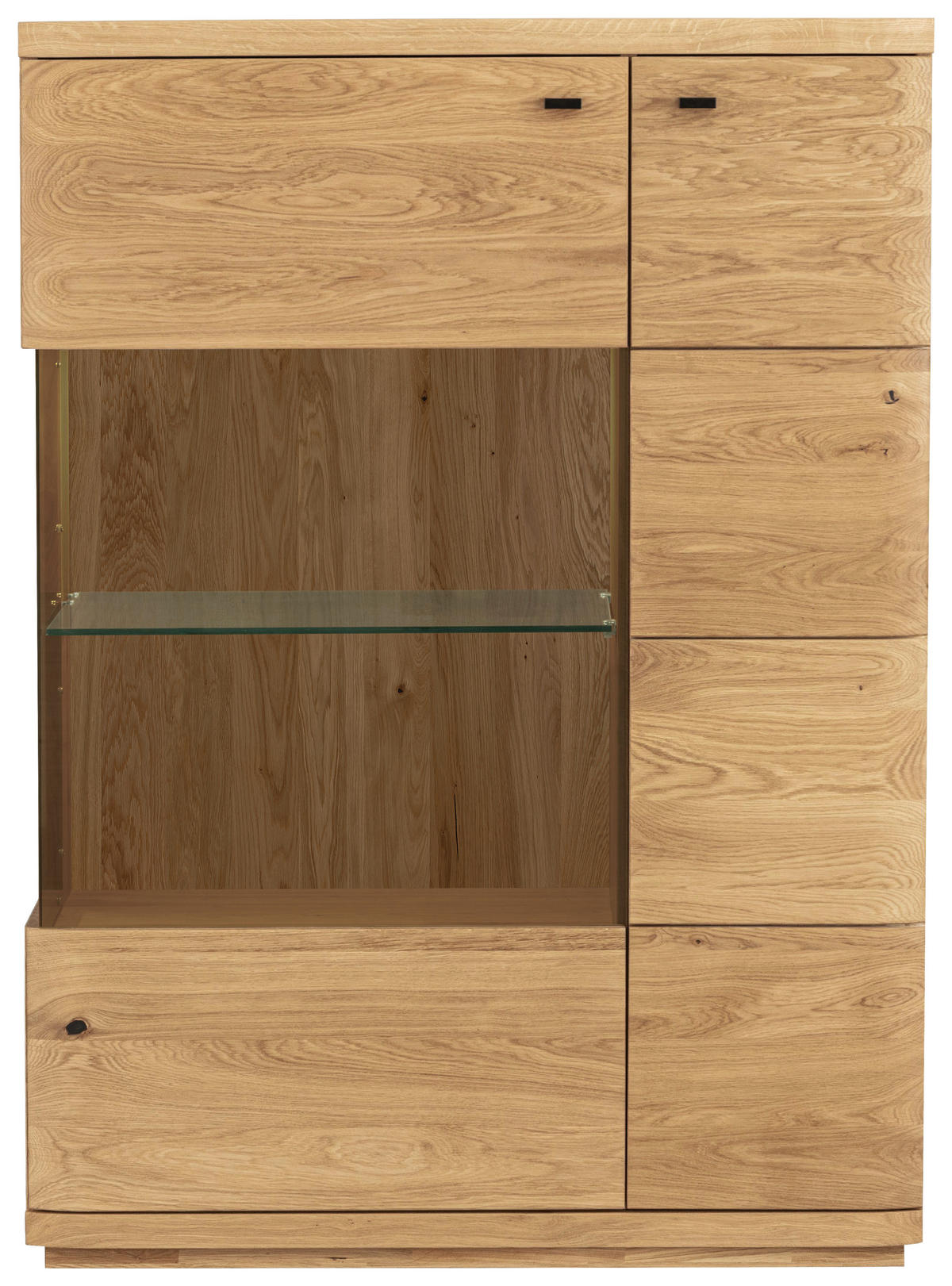 HIGHBOARD Eichefarben  99/141/38 cm  - Eichefarben/Transparent, Natur, Glas/Holz (99/141/38cm) - Linea Natura