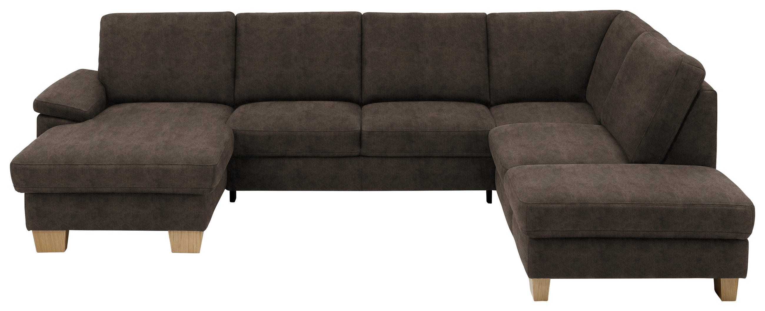 WOHNLANDSCHAFT in Velours Dunkelbraun  - Eichefarben/Dunkelbraun, Konventionell, Holz/Textil (167/316/235cm) - Beldomo System