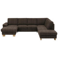 WOHNLANDSCHAFT in Velours Dunkelbraun  - Eichefarben/Dunkelbraun, Konventionell, Holz/Textil (167/316/235cm) - Beldomo System