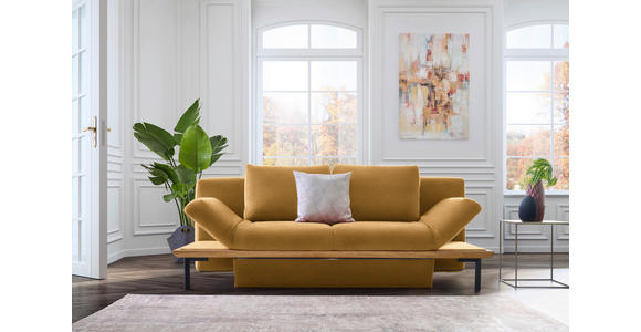 SCHLAFSOFA in Chenille Currygelb - Currygelb/Schwarz, MODERN, Holz/Textil (212/89/102cm) - Dieter Knoll