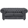 CHESTERFIELD-SOFA Webstoff Grau  - Wengefarben/Grau, LIFESTYLE, Holz/Textil (180/76,5/96cm) - Landscape