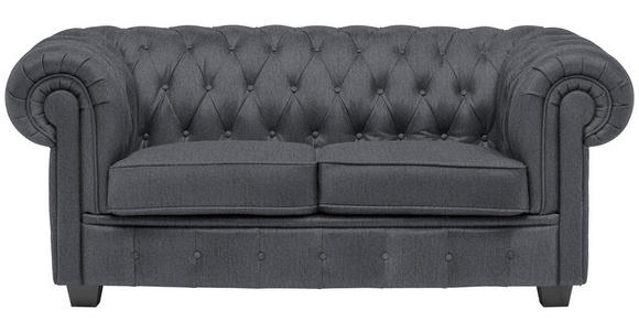 CHESTERFIELD-SOFA Webstoff Grau  - Wengefarben/Grau, LIFESTYLE, Holz/Textil (180/76,5/96cm) - Landscape