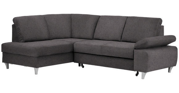 ECKSOFA in Flachgewebe Graubraun 186/255 cm - Graubraun/Silberfarben, KONVENTIONELL, Holz/Textil (186/255cm) - Cantus