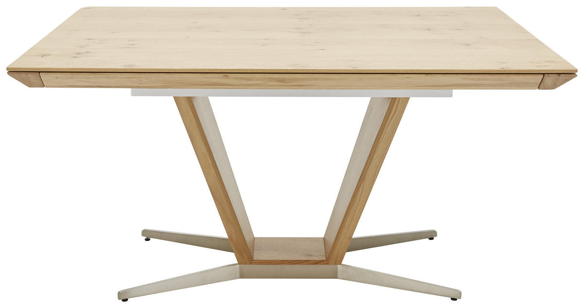 JEDÁLENSKÝ STÔL, divoký dub, prírodná farba, farba duba, niklová, 140/90/76 cm - prírodná farba/farba duba, Design, kov/drevo (140/90/76cm) - Ambiente