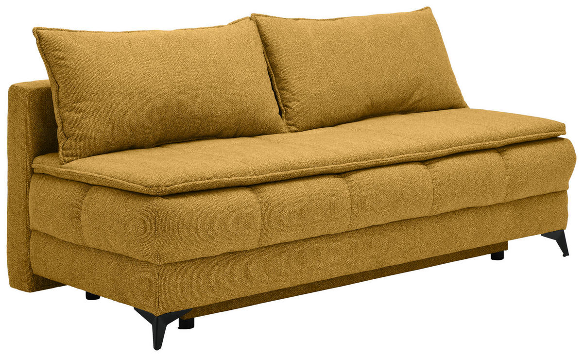 SCHLAFSOFA in Flachgewebe Senfgelb  - Senfgelb/Schwarz, Design, Textil/Metall (197/95/92cm) - Stylife