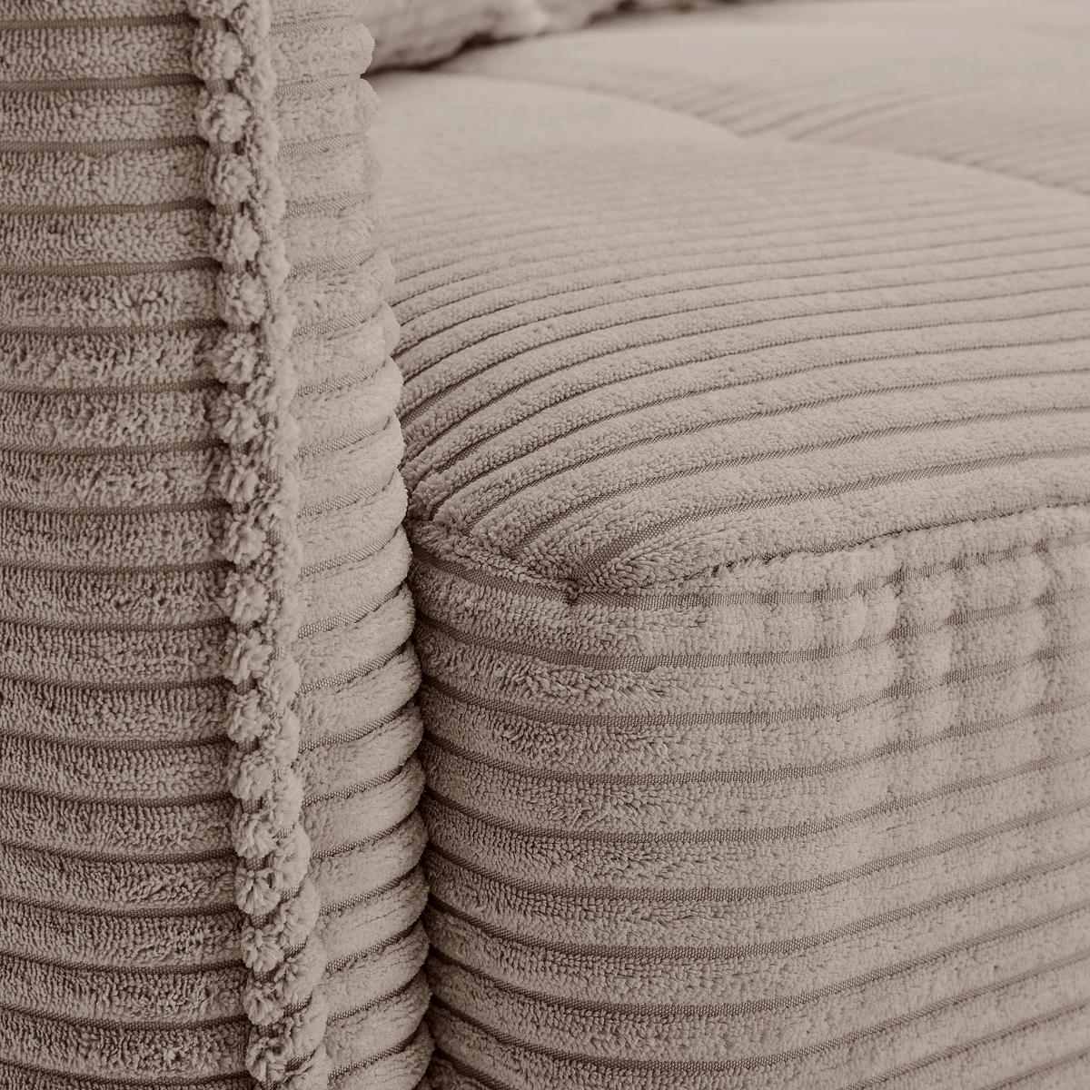 BIGSOFA in Cord Taupe  - Taupe/Schwarz, Design, Textil/Metall (226/91/103cm) - Carryhome
