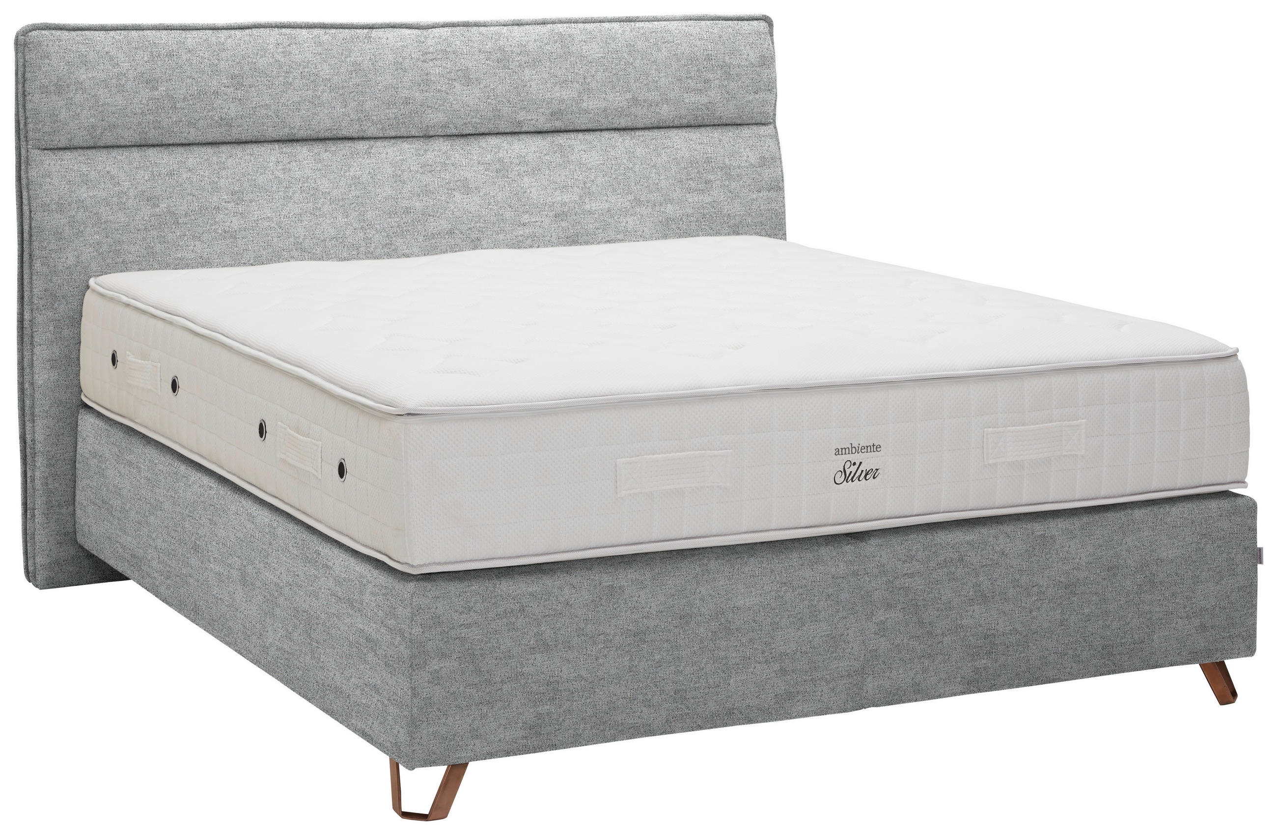 BOXSPRINGBETT 180/200 cm  in Grau  - Grau/Kupferfarben, KONVENTIONELL, Textil/Metall (180/200cm) - Ambiente