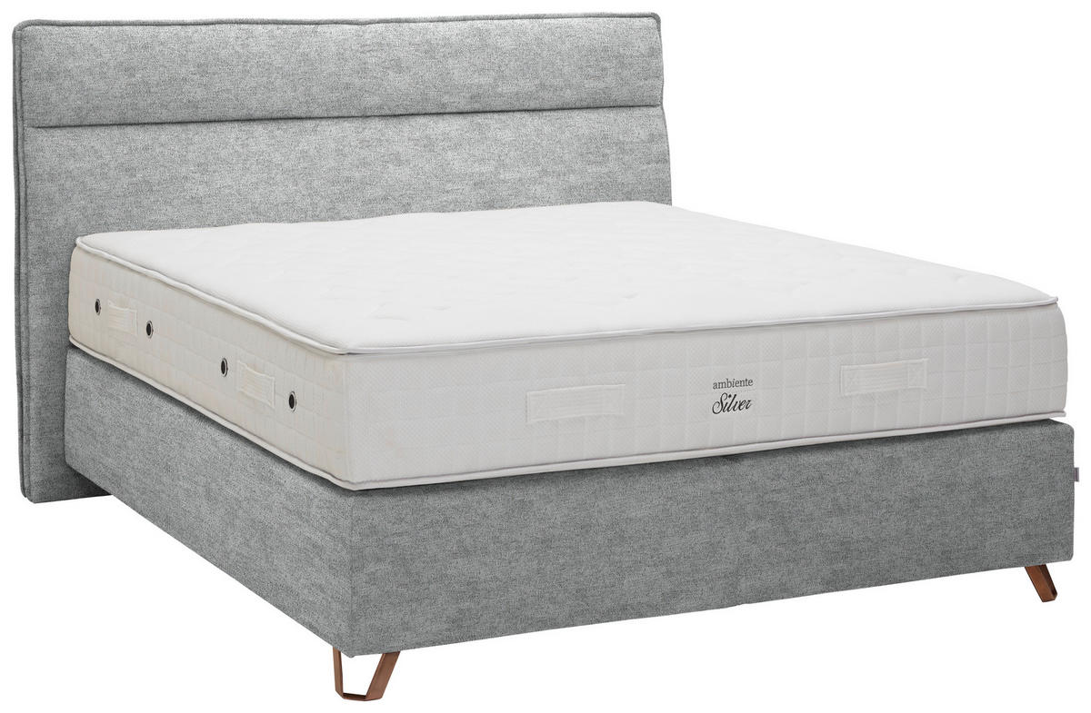 BOXSPRINGBETT 180/200 cm  in Grau  - Grau/Kupferfarben, Konventionell, Textil/Metall (180/200cm) - Ambiente