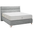 BOXSPRINGBETT 180/200 cm  in Grau  - Grau/Kupferfarben, KONVENTIONELL, Textil/Metall (180/200cm) - Ambiente