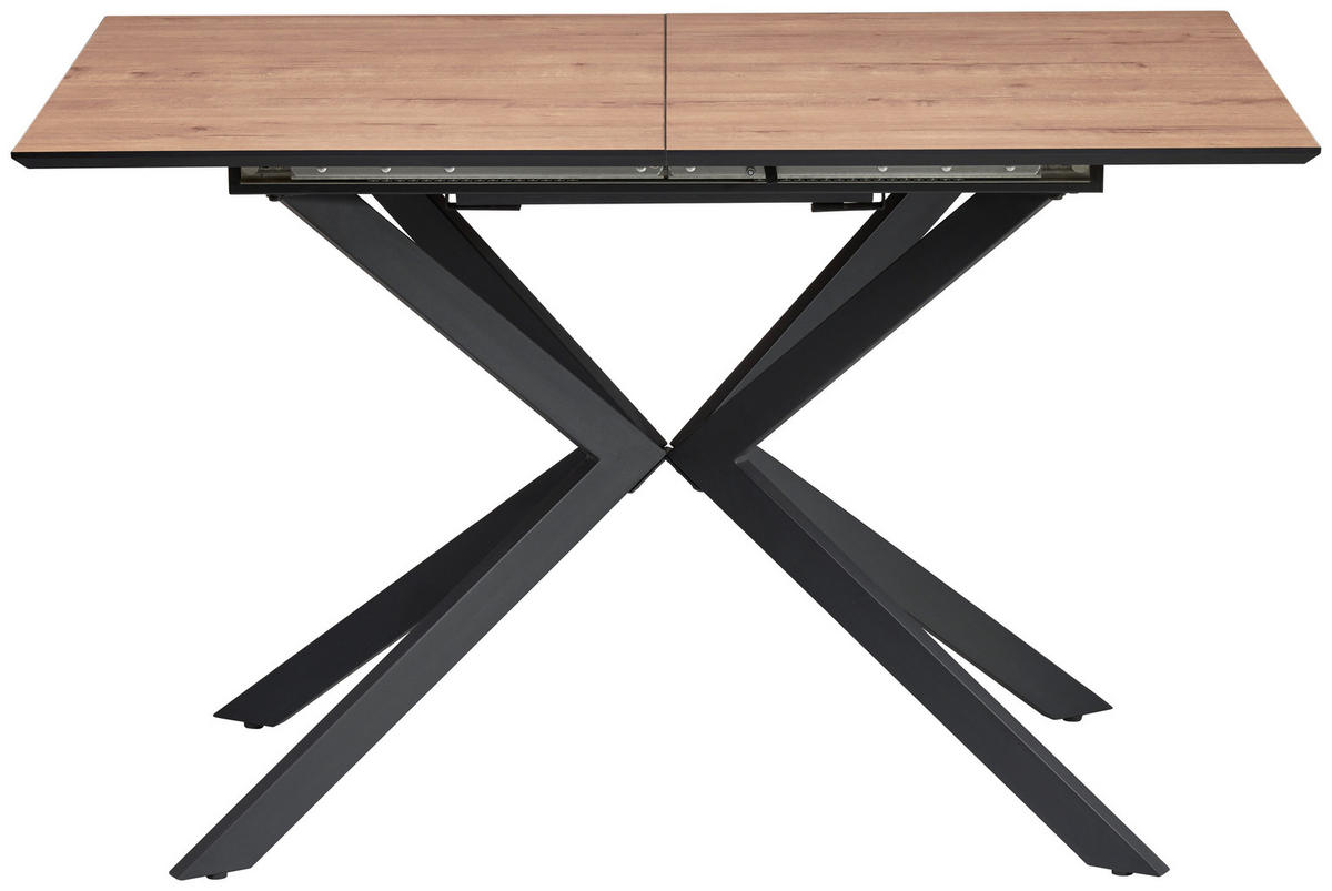 JEDILNA MIZA, barve hrasta  - črna/barve hrasta, Konvencionalno, kovina/leseni material (120-160/76/80cm) - MID.YOU