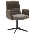 ARMLEHNSTUHL  Lederauswahl, Stoffauswahl, inklusive Armlehnen, Sitzfläche 180° drehbar Flachgewebe Echtleder  - Dunkelbraun/Graubraun, Design, Leder/Textil (64/93/69cm) - Dieter Knoll