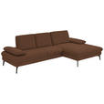 ECKSOFA in Chenille, Mikrofaser Braun  - Schwarz/Braun, Design, Textil/Metall (299/157cm) - Dieter Knoll