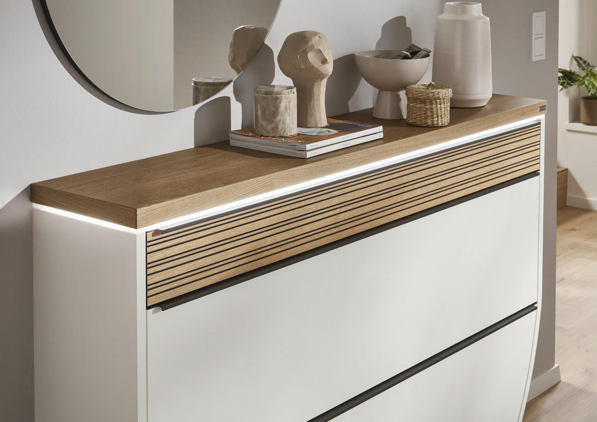 GARDEROBE 4-teilig  in 305/187/31 cm  - Eichefarben/Weiß, Design, Holz/Holzwerkstoff (305/187/31cm) - Dieter Knoll