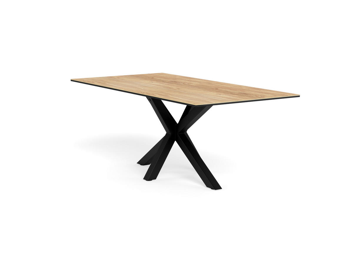 ESSTISCH in Metall, Glas, Keramik 200/100/75,5 cm  - Eichefarben/Schwarz, MODERN, Glas/Keramik (200/100/75,5cm) - MID.YOU