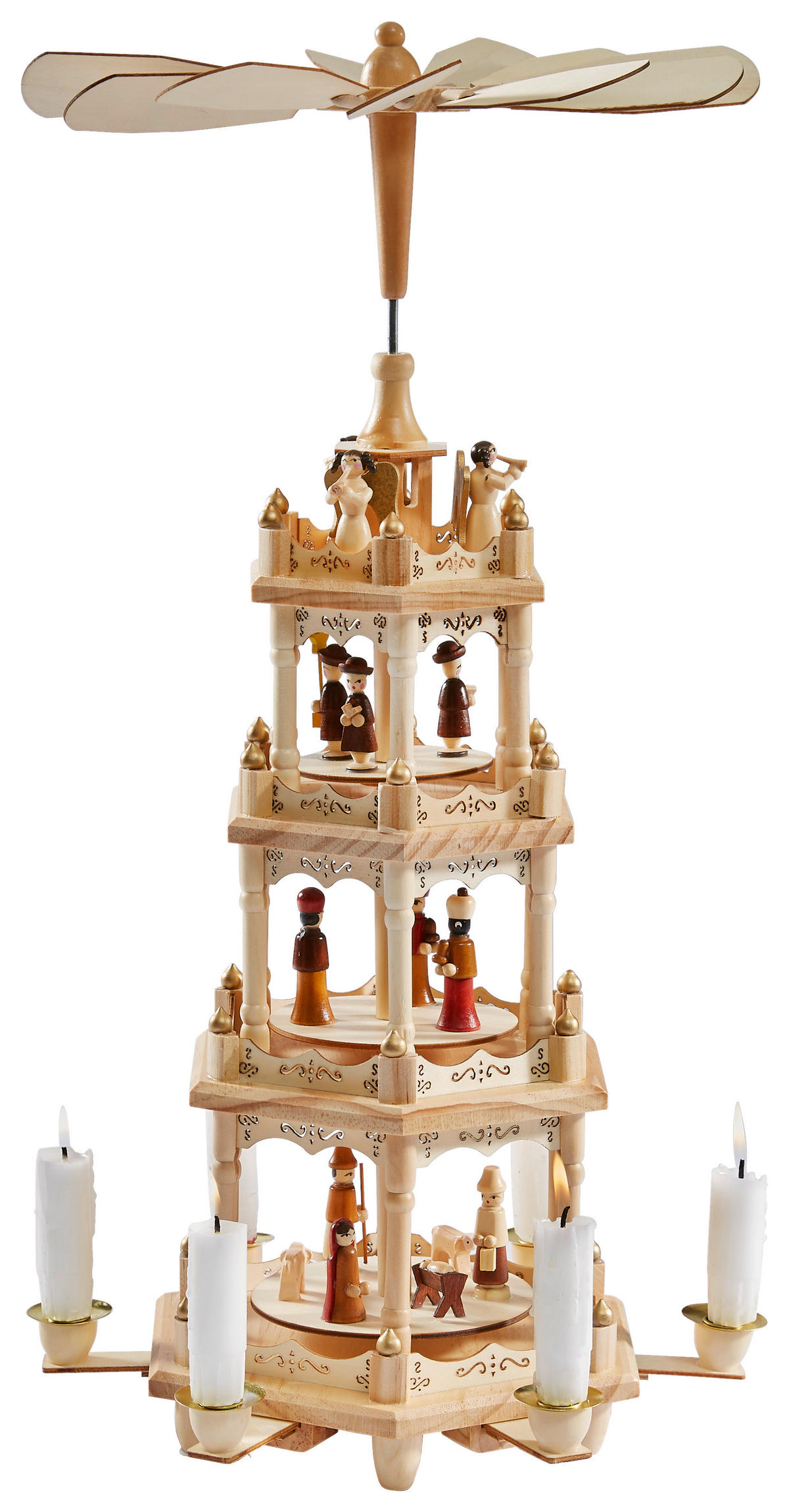 WEIHNACHTSPYRAMIDE  - Braun/Naturfarben, LIFESTYLE, Holz (19/49/19cm)