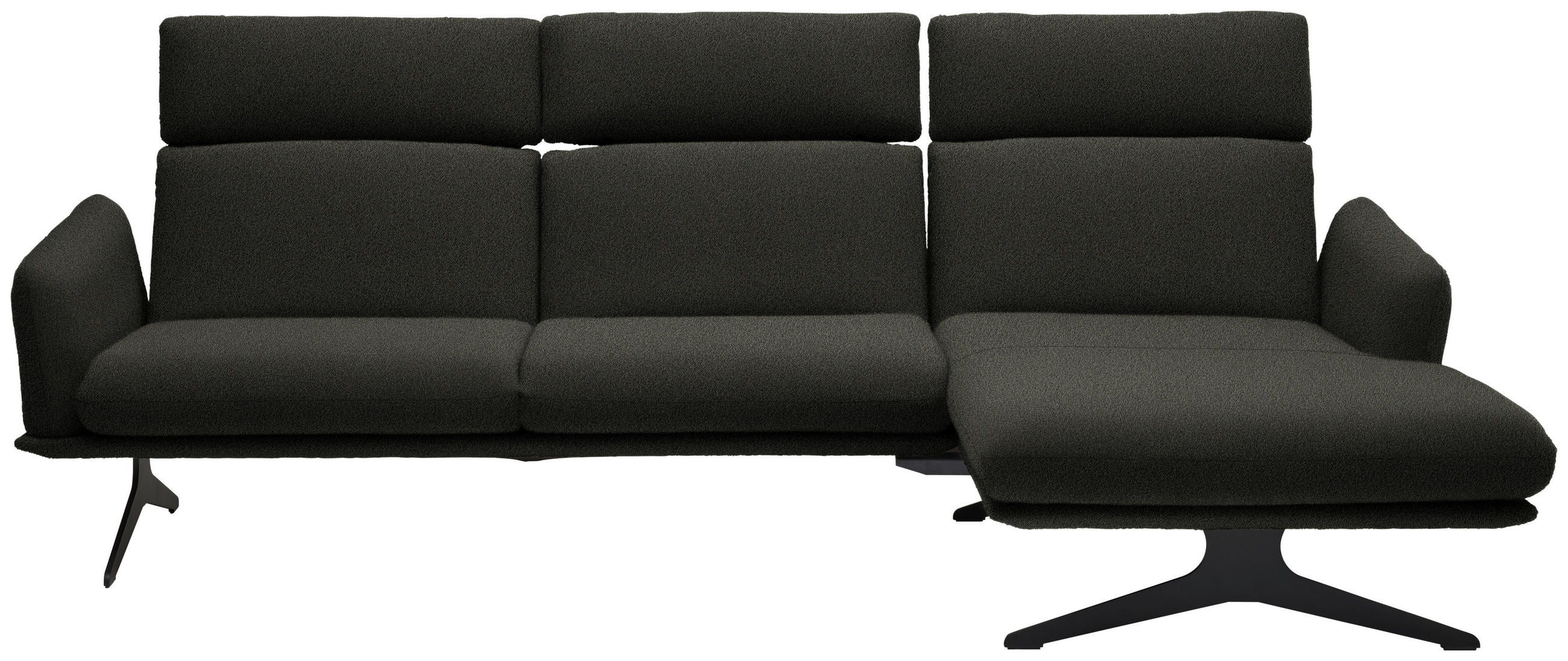 ECKSOFA in Flachgewebe Schwarz  - Schwarz, Design, Textil/Metall (259/152cm) - Dieter Knoll