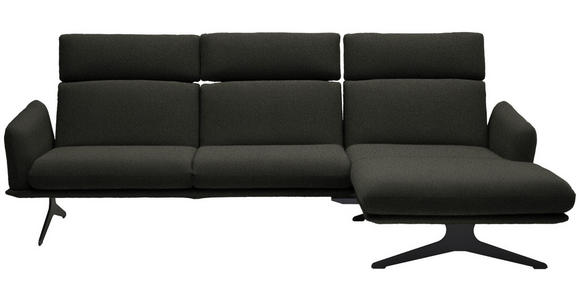 ECKSOFA in Flachgewebe Schwarz  259/152 cm  - Schwarz, Design, Textil/Metall (259/152cm) - Dieter Knoll